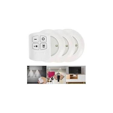 Imagem de Kit 3 Lâmpadas Iluminação Luminárias Spot Led Adesivo Controle Remoto 