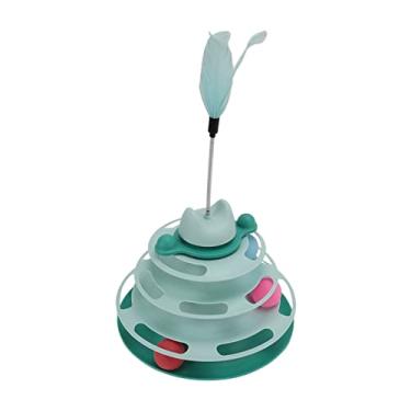 Imagem de Pista de Bola de Gato, Torre de Bola de Gato Brinquedos de Gato para Gatos Internos 4 Níveis Interativos de Pista de Gatinho Rolo de Exercício Brinquedo Plataforma Giratória