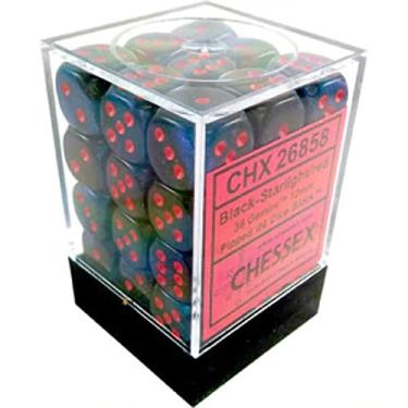 Imagem de Chessex CHX26858 Dice-Gemini: 36D6 Black-Starlight/Red Set