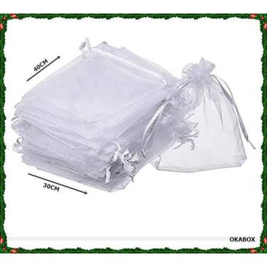 Imagem de 20 Saquinhos de Organza Branco Transparente 30X40 - OKABOX