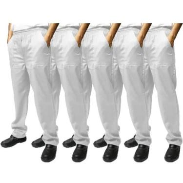 Imagem de 5 Calças para Uniforme em Brim Elástico Inteiro - EQUIVALE, G, Branco