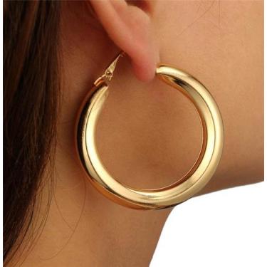 Imagem de Brinco argola Maxi Festa Dourado prateado Feminino Delicado - anjo da 
