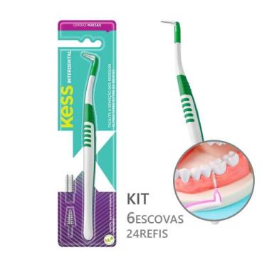Imagem de Kit 6 Escova Interdental Cônica para Aparelho e Próteses com 24 Refis 