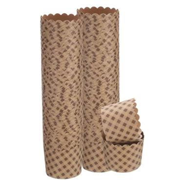 Imagem de HARFINGTON 100 peças de copos de papel para assar, 170 g, papel kraft marrom, forros, cupcake, à prova de gordura, embalagens descartáveis a granel para casamento, aniversário, formatura, xadrez