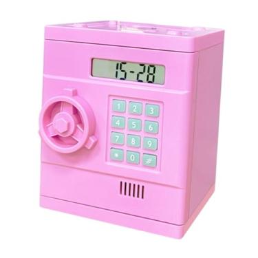 Imagem de menolana Cofrinho para crianças Banco de moedas resistente com senha Banco ATM portátil criativo Banco de dinheiro eletrônico de brinquedo para crianças, Rosa
