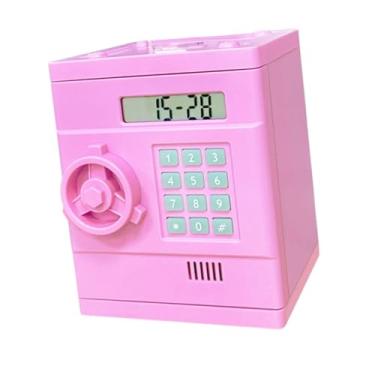 Imagem de Almencla Cofrinho infantil, caixa de economia de dinheiro, leve, banco de dinheiro eletrônico, banco de moedas para meninos e meninas, presentes de aniversário, Rosa