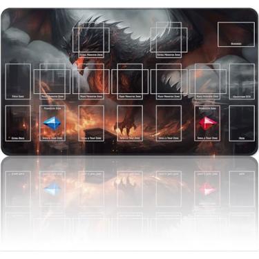 Imagem de New Qindaiwen playmat with Zones, Size 23.6x13.7 Inch Game Mats, The Black Dragon TCG CCG OCG Trading Card Game Mat, Master Rule Duel Field Zones