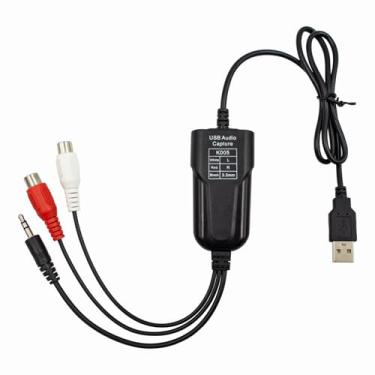 Imagem de Placa de captura de áudio USB para janelas 10/11/8/7/2000/XP e Vista, Seven, prendedor de áudio para fitas cassete de vinil, MD, conversor de Phono para MP3 digital de 3,5 mm e conector de áudio R/L