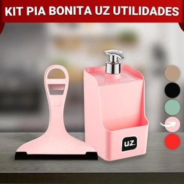 Imagem de Porta Detergente Dispenser c/ Suporte p/ Bucha e Rodinho de Pia Organi