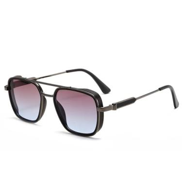 Imagem de HCHES Óculos de sol de metal masculino gradiente cor vintage óculos de sol pesca férias protetor solar montanhismo UV400,4,tamanho único