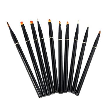 Imagem de Conjunto de Pincéis para Arte Em Unhas, 10 Peças, Pincel de Gel Uv Com Alça Preta, Leve e Portátil para Desenho e Pintura