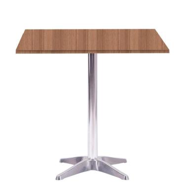 Imagem de Mesa Delta em Alumínio 75 cm (Alt) Base em X Tampo MDP Quadrado 80 cm (Larg) x 2,50 cm (Alt) Noce Na