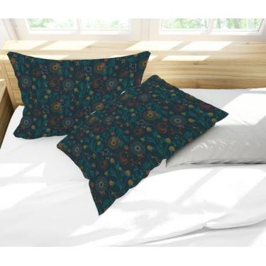 Imagem de Par de Fronhas Estampa Floral Fundo Escuro - Core Decore