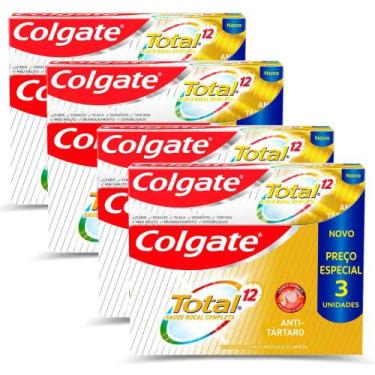 Imagem de Kit 4 Cremes dental Colgate Total 12 Anti-Tártaro 90g- 3 Unidades cada
