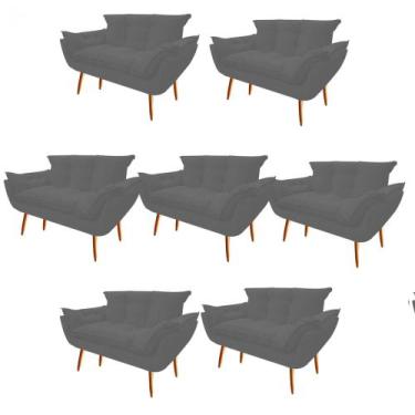 Imagem de Kit 07 Namoradeira  Decorativa  Opala Pés Palito em Madeira 2 Lugares 