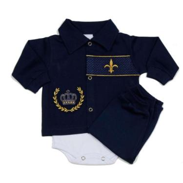 Imagem de Conjunto Pagão Bordado Uhbebê  - Realeza 1334 Marinho