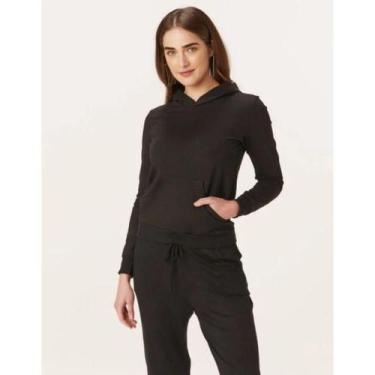 Imagem de Blusa Moletom Canguru Stretch Feminina Malwee Ref. 54824, Preto, XGG