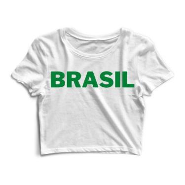Imagem de Blusa Cropped Blusinha Camiseta Feminina Brasil - Goup Supply, Branco,