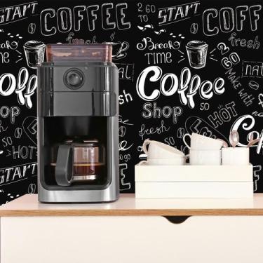 Imagem de Papel de Parede Decorativo Temático Cantinho do Café Escrita em Branco
