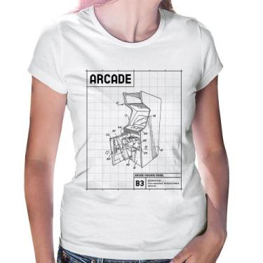 Imagem de Baby Look Arcade Fliperama Projeto - Foca na Moda, Branco, G