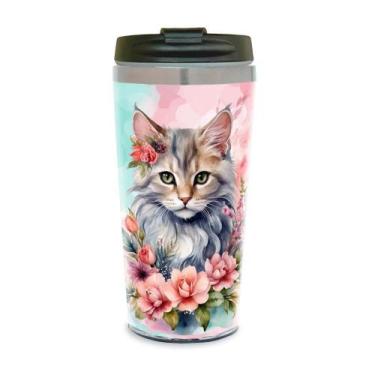 Imagem de Copo Térmico Gato Degradê Lindo Ai 450 Ml Inox - Belley
