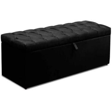 Imagem de Recamier puff baú viuvo suede 128cm - genki kenko, PRETO