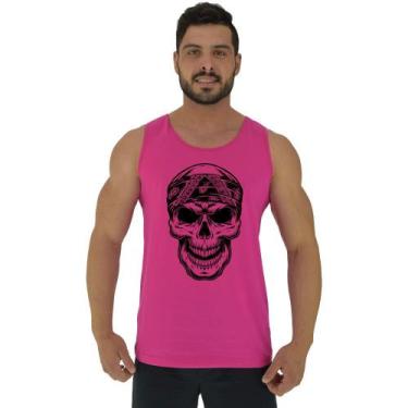 Imagem de Regata Clássica Masculina MXD Conceito Caveira Com Bandana, P, Rosa