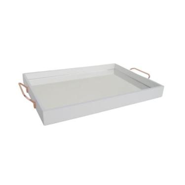 Imagem de Bandeja Branca Decoração B220 Rose Bancada Luxo Moderno Café Xícaras C