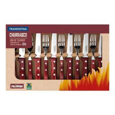 Imagem de Jogo De Talheres Churrasco Gourmet Tramontina Inox 12 Pecas Polywood V