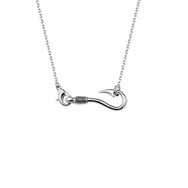 Imagem de CHOORO Colar de anzol, pingente de anzol, joias, presente de namorada, presente para namorada, presente feminino, anzol para ela, Metal