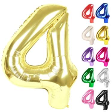 Imagem de Champagne Gold Number 4 Balloon 40 Inch, White Gold 4 Balloon Number, 4th Birthday Decorations, Light Gold Party Supplies for Boys Girls