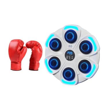 Imagem de Deevoka Máquina de boxe musical, alvo eletrônico de boxe, almofada de perfuração ajustável, treinador de boxe, alvo de reação para fitness, academia em casa, Branco