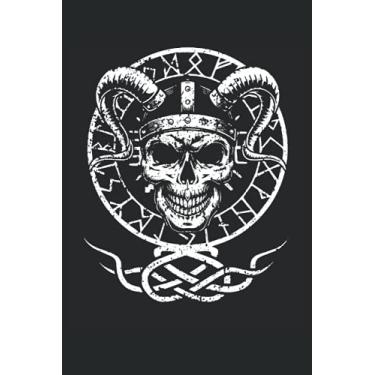 Imagem de Wikinger Viking Helm Krieger Totenkopf Schädel Mythologie: NOTIZBUCH - Lustiges Wikinger Mittelalter Geschenk, Geschenkidee - A5 (6x9) - 120 Seiten - ... Geburtstag, Lustig, Wikinger, Vegvisir, Odin