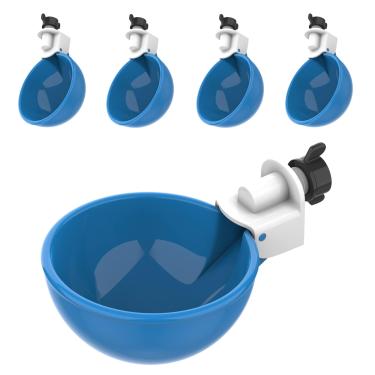 Imagem de Lil Clucker (Pacote com 5) Copos grandes de enchimento automático para aves | Sistema de irrigação automática para galinhas, patos, gansos, perus etc. | Kit de alimentação de água (azul)