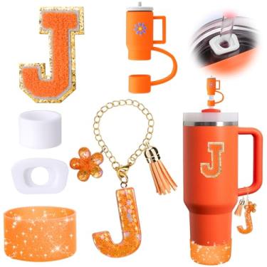 Imagem de Mity rain Conjunto de acessórios de copo laranja de 6 peças para copo Stanley Cup de 850 g 1,134 g com alça, incluindo tampa de cobertura de palha e bota, tampa à prova de derramamento, pingente de