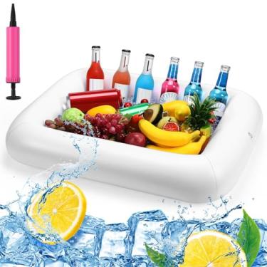 Imagem de FillTouch Barra de servir retangular inflável suporte de bebida flutuante para piscina, porta-copos infláveis, acessórios de banheira de hidromassagem para adultos, natação, diversão, boias para