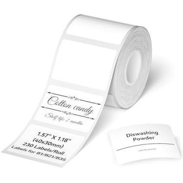 Imagem de NIIMBOT Fita de etiqueta B1 B21 4 cm x 3 cm (40 x 30 mm) Etiquetas térmicas brancas para código de barras/endereço/correspondência/logotipo/empresa/etiqueta doméstica, 230 etiquetas/rolo