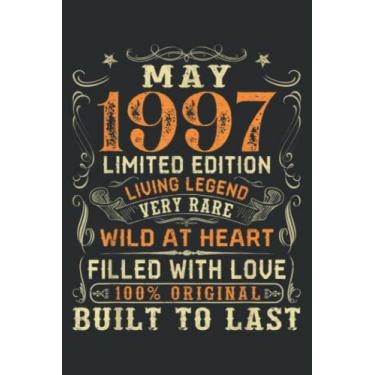 Imagem de Vintage May 1997 Awesome 24 Yrs Old 24Th Birthday Gift Nice: FLOWER JOURNAL: 6" x 9", 110 Pages, Lined Writing Notebook, White Lined Paper, Journal ... Memos, Meetings, ... Artists, and Students.