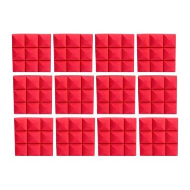 Imagem de Almencla 12 Painéis Acústicos, Placas à Prova de Som para Paredes E Teto, Ferramentas de Absorção de Espuma Acústica, Amortecimento de Ruído para Estúdio , Vermelho