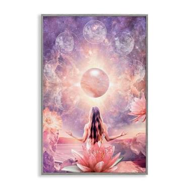 Imagem de Stupell Industries Arte de parede giclée emoldurada Mindfulness & Moon Phases por Reinders, moldura cinza, 12 x 18