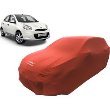 Imagem de Capa Para Cobrir Carro Nissan March Sv Tecido Helanca - Mz, Vermelha