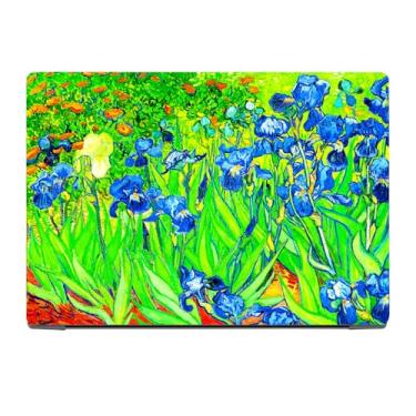 Imagem de Fulbrio Arts Compatível com MacBook Air 33.0 cm capa rígida acabamento fosco, versão 2022 A2681 M2 Slim Matte Finish Hard Shell com capa de teclado, flor verde, íris por Van Gogh