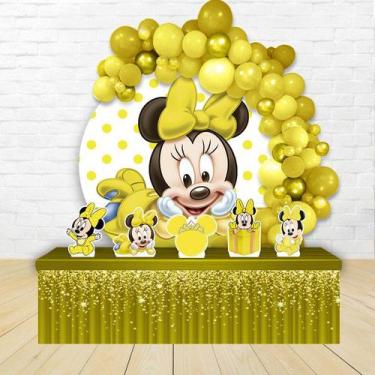 Imagem de KIT FESTA KIT FESTA PAINEL REDONDO Decoração Minnie Baby Amarelo 1,50X