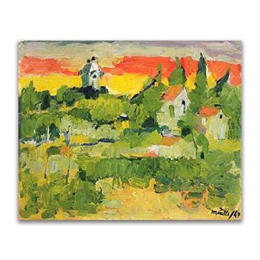 Imagem de Pinturas a óleo Fikret Mualla Saygi Saygi. Reprodução impressa em tela. Arte famosa (Auvers sur Oise) Pôster e impressões de paisagem. Imagens de arte de parede em tela 80 x 104 cm (32 x 41 polegadas)