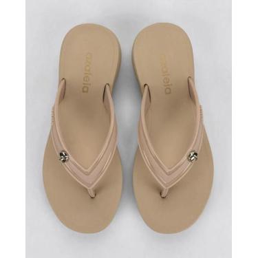 Imagem de Tamanco Azaleia Pati Feminino Anabela Plataforma Casual Leve, Bege, 37