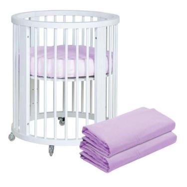 Imagem de Kit 2 Lençóis de Elástico Berço Crescer Fase 1 Redondo 69cm Lilás Arru