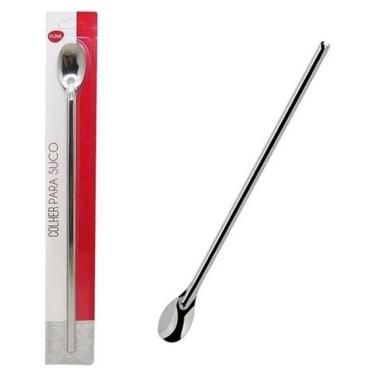 Imagem de Colher Para Mexer Suco Bebidas Copo Jarra Em Aço Inox 30,5Cm