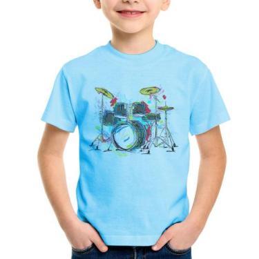 Imagem de Camiseta Infantil Bateria Arte - Foca na Moda, Azul bebê, 14