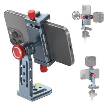 Imagem de Suporte de tripé de telefone de liga de alumínio, suporte giratório de 360° com sapata fria e base Arca compatível com iPhone 15 Pro Max Galaxy S24 Ultra Pixel e smartphones de 6,3 a 10 cm de largura