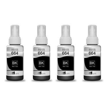 Imagem de Kit com 4 Tinta 664 Preta T664120AL 2 UN L395 L380 L375 L220 - ecology
